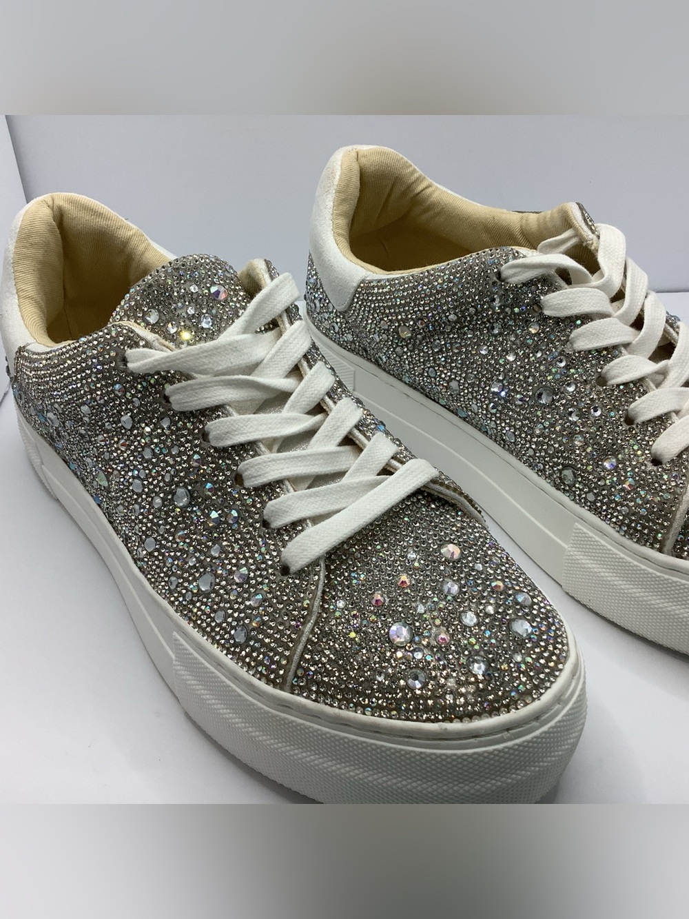 Betsey Johnson Bride Wedding Crystal Rhinestone Sneakers - Silver